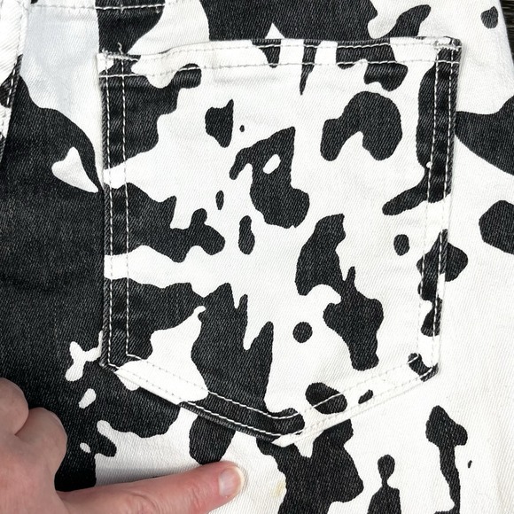 Saints & Hearts Bell Bottom Raw Hem Jeans Women Small Cow Print Grunge Y2K Indie - Picture 11 of 13